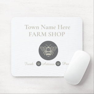 Tapis De Souris Logo abeille pour boutique de ferme artisanale ou 