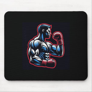 Tapis De Souris Logo Boxe Cool Boxeur Fort Noir Rouge Et Bleu S