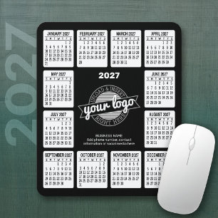 Tapis De Souris logo Calendrier 2027 Coordonnées Noir Blanc