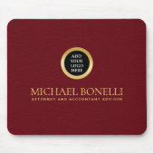 Tapis De Souris Logo Cardinal Red Leather Gold ROUND (Devant)