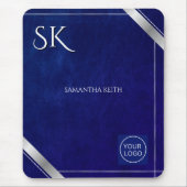 Tapis De Souris Logo d'affaires Royal Blue Leather 2025 Custom (Devant)