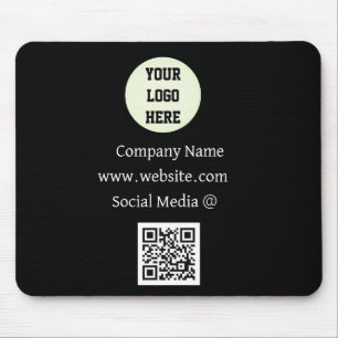 Tapis De Souris Logo de code QR Entreprise Black Business Entrepri