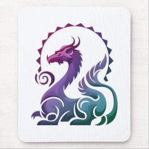 Tapis De Souris Logo de dégradé de dragon violet Abstrait