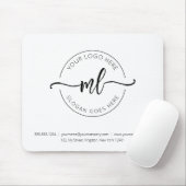 Tapis De Souris Logo de l'entreprise Initiales de monogramme simpl (Avec souris)
