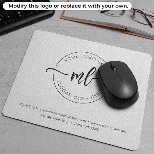 Tapis De Souris Logo de l'entreprise Initiales de monogramme simpl