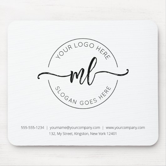 Tapis De Souris Logo de l'entreprise Simple Monogramme Initiales B (Devant)