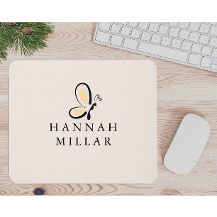 Tapis De Souris Logo de nom personnalisé moderne rose poudré minim