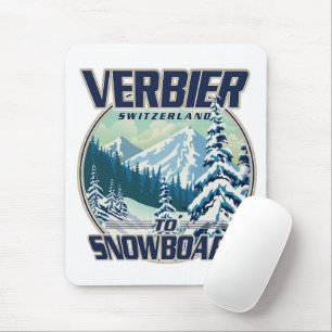 Tapis De Souris logo de Verbier Suisse Voyage en Snowboard