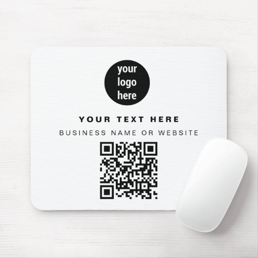 Tapis De Souris Logo d'entreprise de code QR Moderne minimaliste (Avec souris)