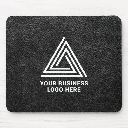 Tapis De Souris Logo d'entreprise moderne en cuir noir Faux (Devant)