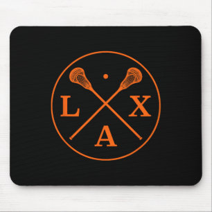 Tapis De Souris Logo du joueur de crosse - Bâton de couleur orange