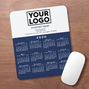 Tapis De Souris Logo et texte de la société du calendrier 2026 Ble