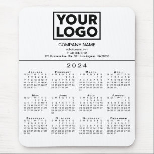 Tapis De Souris Logo et texte de l'entreprise Calendrier 2024 en b