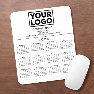 Tapis De Souris Logo et texte de l'entreprise Calendrier 2026 en b