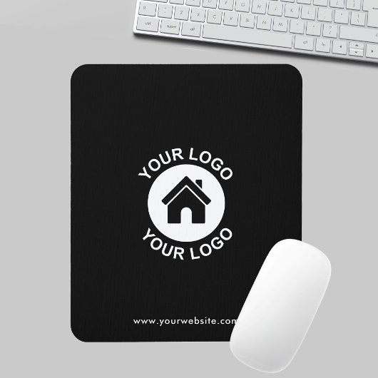 Tapis De Souris Logo et texte personnalisés Business Black Mousepa