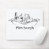 Tapis De Souris Logo fané d'horizon de ville de Pittsburgh (Avec souris)