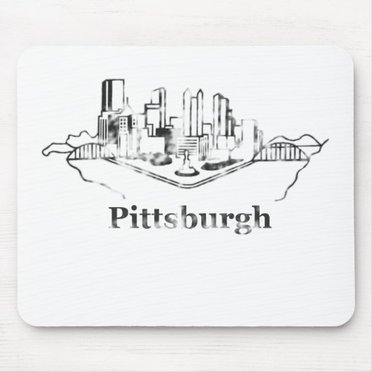 Tapis De Souris Logo fané d'horizon de ville de Pittsburgh (Devant)