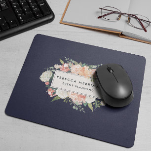 Tapis De Souris Logo floral antique Blush & Navy