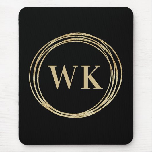 Tapis De Souris Logo Monogramme classique Black Gold Business (Devant)