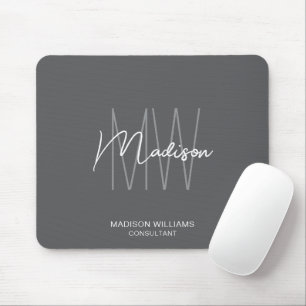 Tapis De Souris Logo Monogramme Moderne Consultant Gris