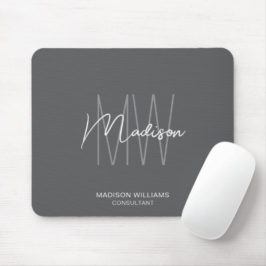 Tapis De Souris Logo Monogramme Moderne Consultant Gris (Avec souris)