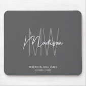 Tapis De Souris Logo Monogramme Moderne Consultant Gris (Devant)