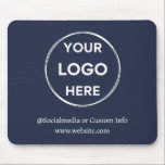 Tapis De Souris Logo personnalisé de la Marine Personnel d'affaire<br><div class="desc">Mettez facilement à jour la marque de votre entreprise avec notre modèle d'affaires personnalisé, simple et noir, dans un style moderne et minimaliste. Ajoutez votre logo, votre nom sur les réseaux sociaux et votre site Web, ou du texte costumé pour créer un look professionnel en quelques minutes. Besoin d'aide pour...</div>