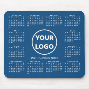 Tapis De Souris Logo simple 2021 Calendrier Business sur Blue