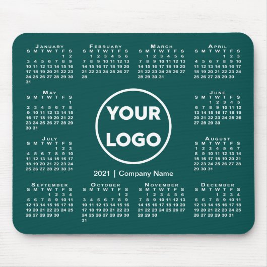 Tapis De Souris Logo simple 2021 Calendrier Business sur Blue-Gree (Devant)