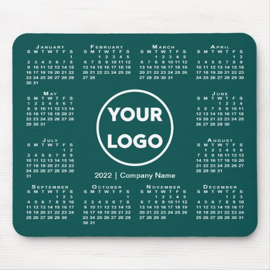 Tapis De Souris Logo simple 2022 Calendrier Business sur Blue-Gree (Devant)
