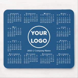 Tapis De Souris Logo simple 2023 Calendrier Business sur Blue