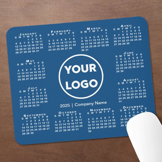 Tapis De Souris Logo simple 2025 Calendrier Business sur Blue