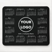 Tapis De Souris Logo simple 2025 Calendrier Business sur Noir (Devant)