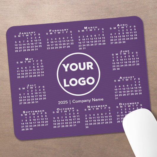 Tapis De Souris Logo simple 2025 Calendrier Business sur Purple