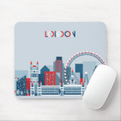 Tapis De Souris Londres, Angleterre horizon rouge, blanc et bleu (Avec souris)