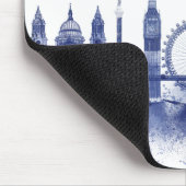 Tapis De Souris Londres Skyline - Aquarelle bleue (Coin)