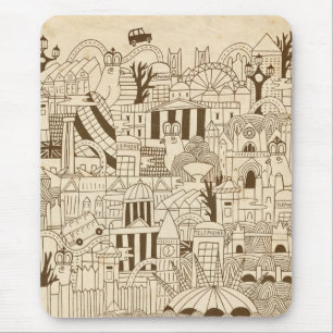 Tapis De Souris Londres tirée par la main sur le vieux papier