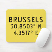 Tapis De Souris Longitude de la latitude de Bruxelles (Avec souris)