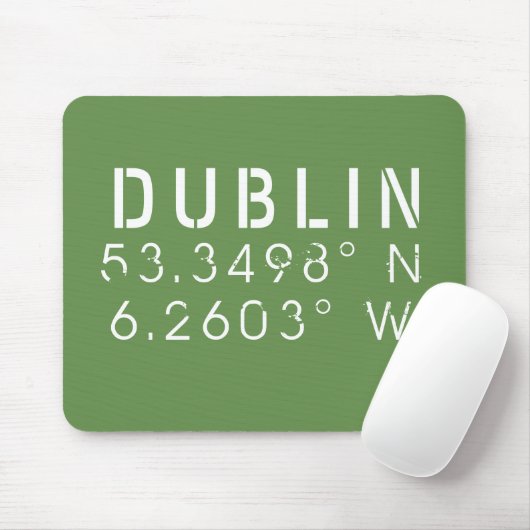 Tapis De Souris Longitude Latitude de Dublin (Avec souris)