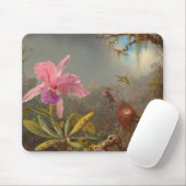 Tapis De Souris L'orchidée de Cattleya et trois colibris Heade (Avec souris)