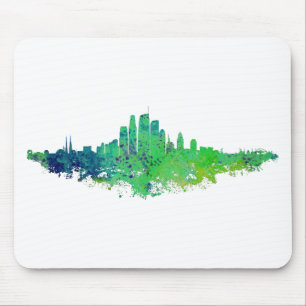 Tapis De Souris Los Angeles City Skyline - Lime Green Blue