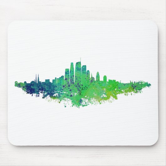 Tapis De Souris Los Angeles City Skyline - Lime Green Blue (Devant)