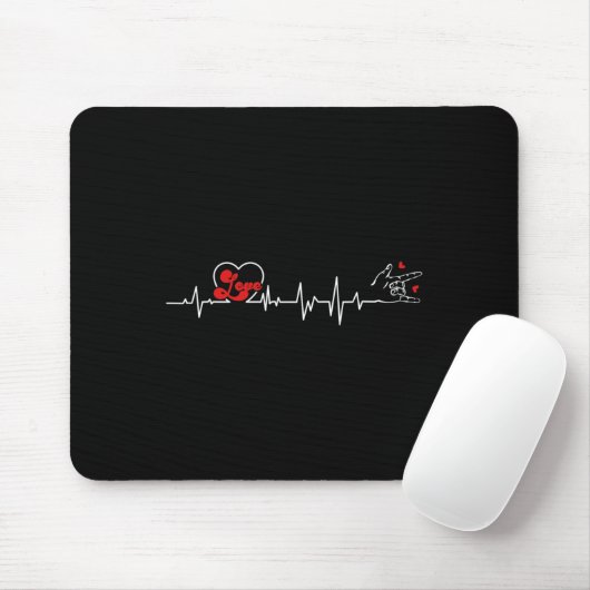 Tapis De Souris Loss Heartbeat Hand Sign Language Loss Awa (Avec souris)