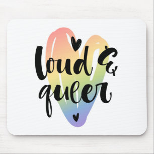 Tapis De Souris Loud et Queer Coeur aquarelle