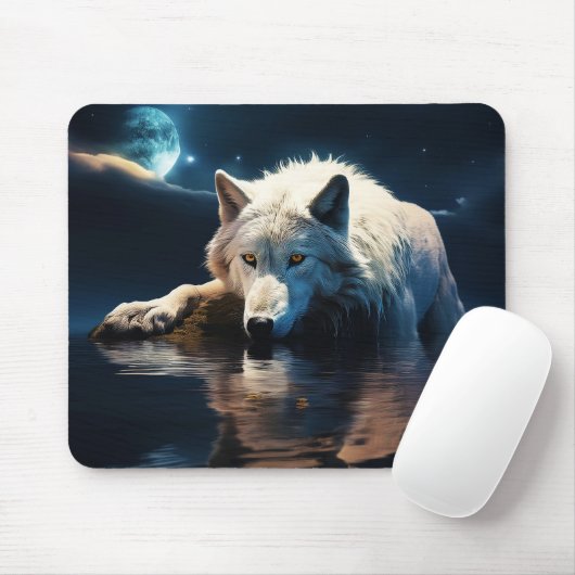 Tapis De Souris Loup blanc (Avec souris)