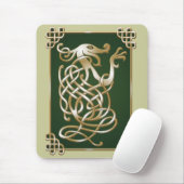 Tapis De Souris Loup celtique - Arrière - plan vert (Avec souris)