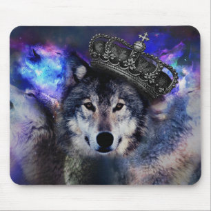 Tapis De Souris Loup d'animal dans la couronne