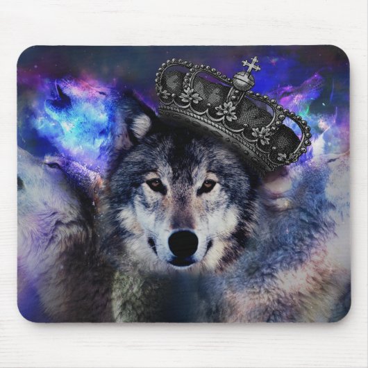 Tapis De Souris Loup d'animal dans la couronne (Devant)