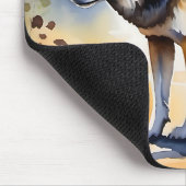 Tapis De Souris Loup dans une aquarelle de forêt (Coin)