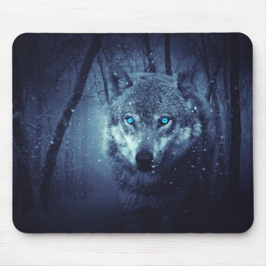 Tapis De Souris Loup d'yeux bleus (Devant)